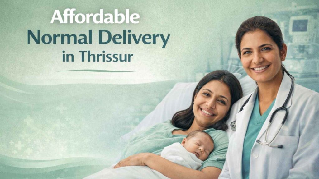 Mother with newborn baby and doctor after normal delivery in hospital